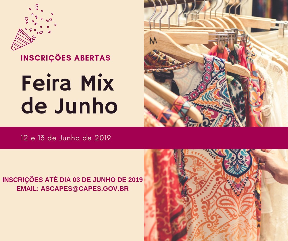INSCRIÇÕES ABERTAS – Feirinha Mix – 12 e 13 de Junho